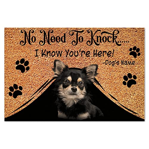 Fußmatte aus Kokosfaser "No Need to Knock I Know You're Here", für Hunde, Zuhause, Fußmatte, Chihuahua, rutschfest, für Veranda, Eingang, Eingang, Einweihungsgeschenk, 40,6 x 61 cm Fußmatte aus Kokosfaser "No Need to Knock I Know You're Here", für Hunde, Zuhause, Fußmatte, Chihuahua, rutschfest, für Veranda, Eingang, Eingang, Einweihungsgeschenk, 40,6 x 61 cm von FTZNQ