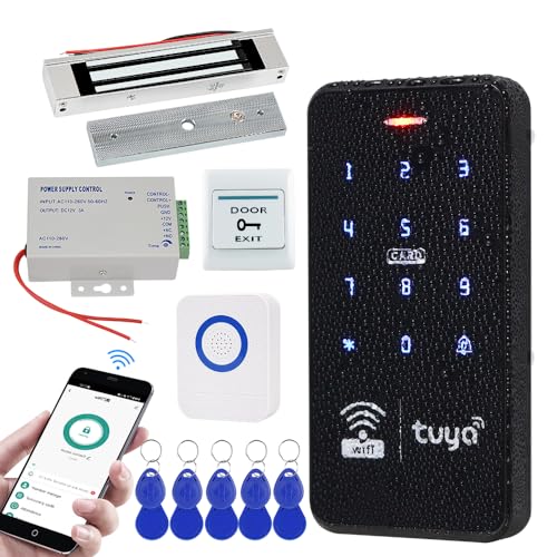 FTes RFKits Schlüsselloses Türschloss TUYA Wasserdichtes RFID-Tastenfeld mit DC 12V Elektrisches 180kg Magnetschloss 3A Stromversorgung Sicherheitssystem von FTes RFKits
