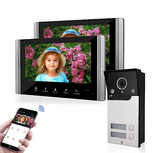 FTes RFKits WLAN Wireless Video Türsprechanlage,1080P Außenkamera,7 Zoll Touchscreen Wireless Monitor,PIR Bewegungserkennung,Nachtsicht,Tuya APP Steuerung (2 Familienhaus) von FTes RFKits