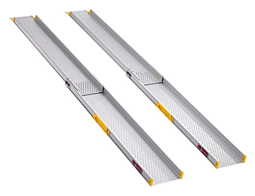 FTsolid Teleskoprampen Teleskopschiene Rollstuhlrampe Auffahrschiene aus Aluminium für Rollstuhl, Rollator oder Kinderwagen, Auffahrrampe für Treppen, Rampe von FTsolid