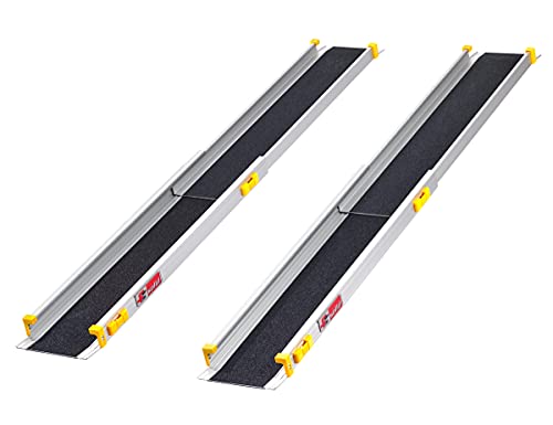 FTsolid Teleskoprampen Teleskopschiene Rollstuhlrampe Auffahrschiene aus Aluminium für Rollstuhl, Rollator oder Kinderwagen, Auffahrrampe für Treppen, Rampe von FTsolid