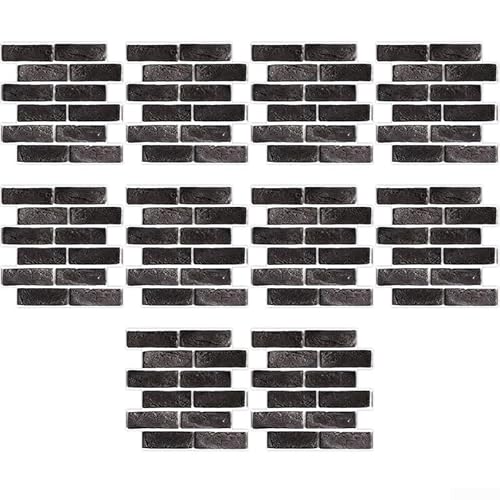 10 Stück simulierte Ziegel-Wandaufkleber für Raumdekoration, hergestellt aus PVC-Material, geeignet für verschiedene Wandräume, einschließlich Wohnzimmer und Küche (schwarz) von FUANA