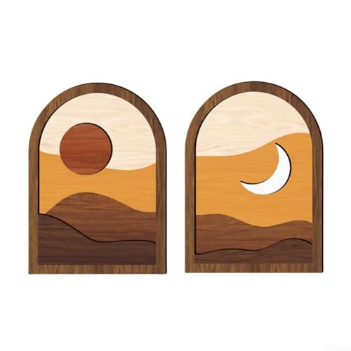 2er Set Dekorative Wandkunst aus Holz mit böhmischem Einfluss für Wohnästhetik (MZ915) von FUANA