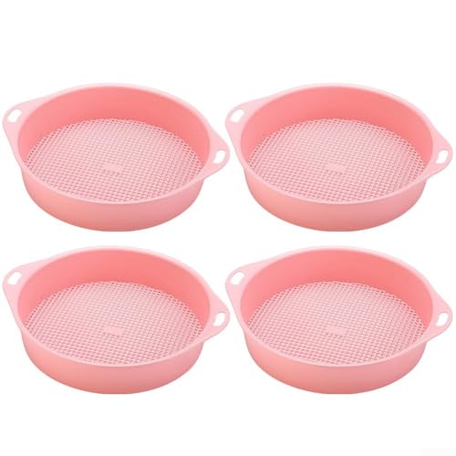 4 Stück Gartensieb für Kompostierung und Bodensiebung, mit leichtem Design und 3 mm Löchern (pink) von FUANA