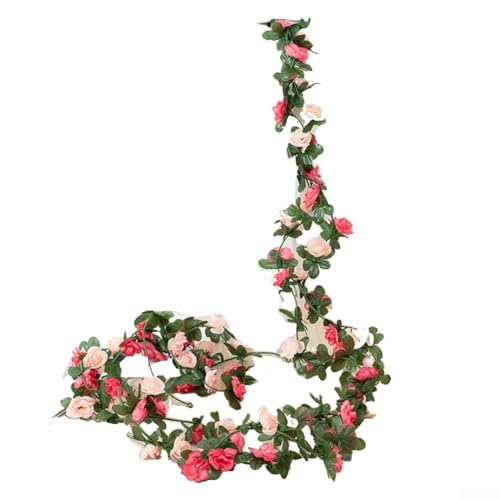 45 Stück künstliche Rosen-Blumenranken für Hochzeit, Wandbehang, Girlande, 2 5 Meter lang, Seide und Kunststoff, perfekt für DIY-Event-Dekorationen (rosa) von FUANA