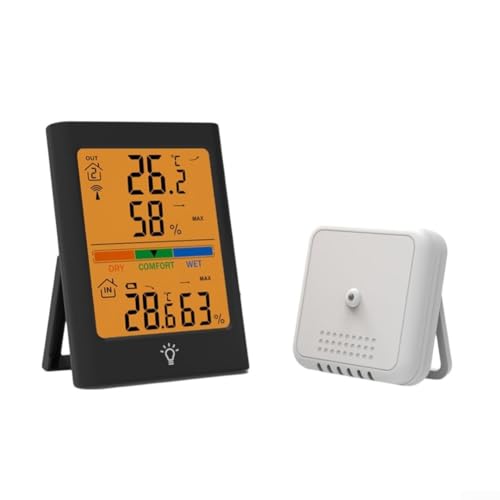 Berührungsempfindliches, kabelloses Thermometer zur Vereinfachung der Umweltüberwachung (schwarz) von FUANA