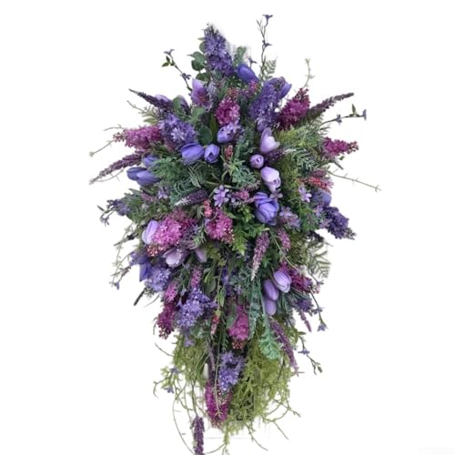 ChFor arming Purple Tulip WreFor ath for Spring Festivities For and Home DecorFor ation with LFor asting BeFor Environmental von FUANA