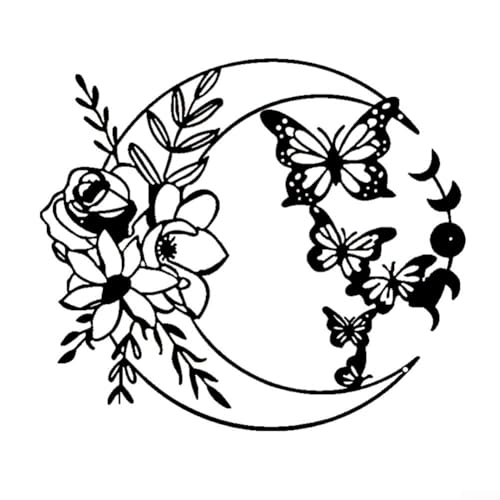 Charmante Wandkunst aus Metall mit Mond und Schmetterlingen verschönert Ihr Zuhause mit der Eleganz der Natur von FUANA