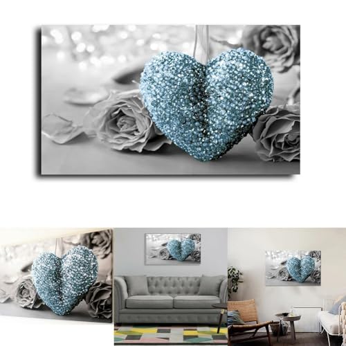 Charmanter grau-blauer Kunstdruck auf Leinwand, mit Herzmotiv, verschönert die Atmosphäre in jedem Raum in Ihrem Zuhause Charmanter grau-blauer Kunstdruck auf Leinwand, mit Herzmotiv, verschönert die Atmosphäre in jedem Raum in Ihrem Zuhause von FUANA