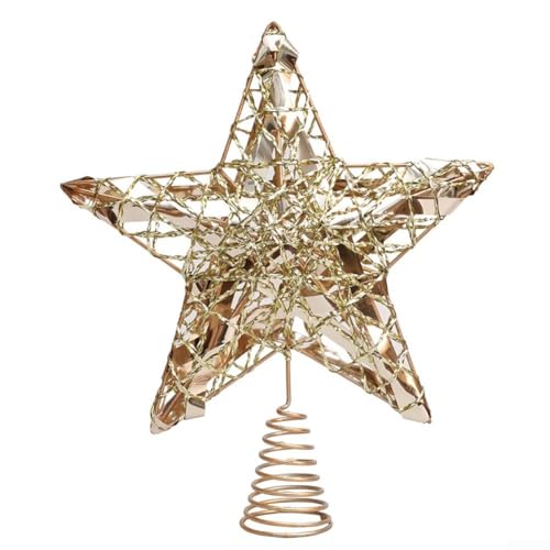 Dekorativer 27 cm großer Stern aus Eisen für Weihnachtsbäume schafft eine fröhliche Atmosphäre mit diesem einzigartigen Ornament (Gold) von FUANA
