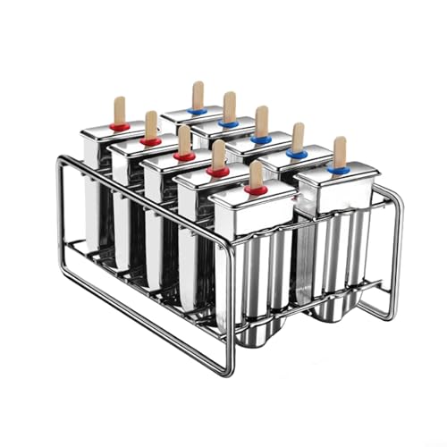 Eislutscher-Form Sicle Mold Edelstahl Rack DIY mit Sicle Holder Base Ice-Pop Mold DIY Ice Cream Mold Maker Gefrierschrank Set (10) von FUANA