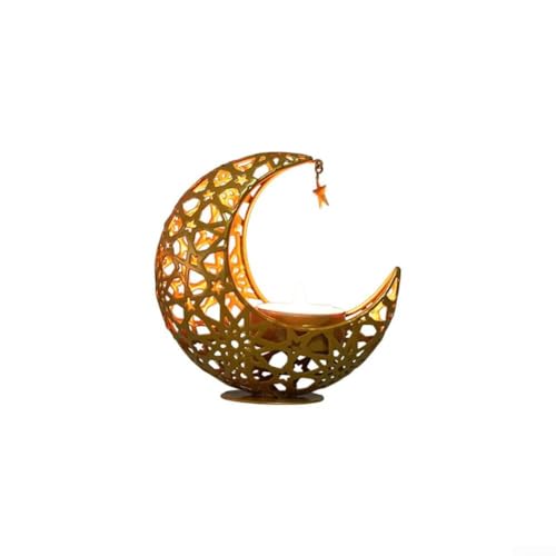 Eleganter Mond-Kerzenständer, einzigartiges hohles Design für verbesserte Raumdekoration und Aromatherapie-Erfahrung (Gold) von FUANA