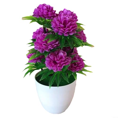 Elegantes künstliches Blumenarrangement mit Topf, verbessert die Innenarchitektur (lila) von FUANA