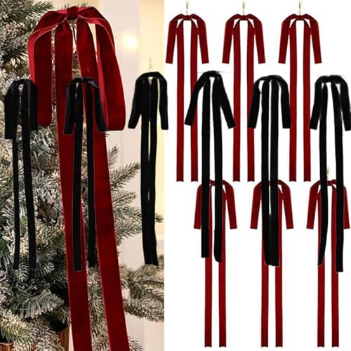 FUANA 12 Stück Samtschleife Weihnachtsbaumschmuck für Kränze und Innendekorationen 40 x 60 cm (schwarz) von FUANA