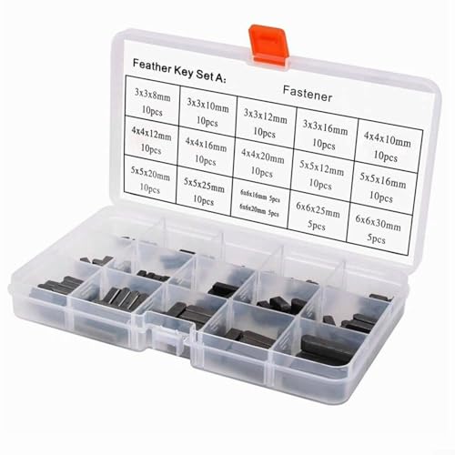FUANA 140PC Runde Flache Schlüssel Pin Halbrund Schlüssel Federkeile Nabenfederwelle Federachse Keile Sortiment 3/4/5/6mm von FUANA