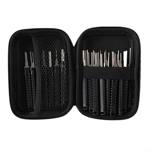 FUANA 21-teiliges Werkzeug-Set zum Entfernen von elektrischen Stiften, Ausdrehern, Steckverbindern, Werkzeug-Set für Automobil-, Motorrad- und Elektronik-Reparatur (schwarz) von FUANA