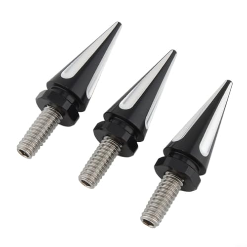 FUANA 3 Stück Windschutzscheiben-Schrauben für Windschutzscheibe für Electra für Glide für Street 1996–2013 Aluminiumlegierung, Edelstahl-Automobil-Ersatzteile (schwarz und weiß) von FUANA