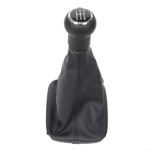 FUANA 5/6-Gang-Auto-Schaltknauf mit Gamasche, Kofferraumabdeckung, PU-Leder, Schalthebel, manuelle Schalthebelabdeckung, Schaltknauf-Adapter für A6 C5 1997–2001 (5-Gang-schwarz) von FUANA