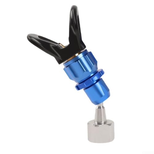 FUANA Farbsprüher-Verlängerungsadapter aus Aluminiumlegierung mit doppeltem Dichtungsschutz, 3600 PSI, drehbarer Stecker, blau (abgeschnittener Kopf + Tropfschutz-Düsensitz) von FUANA