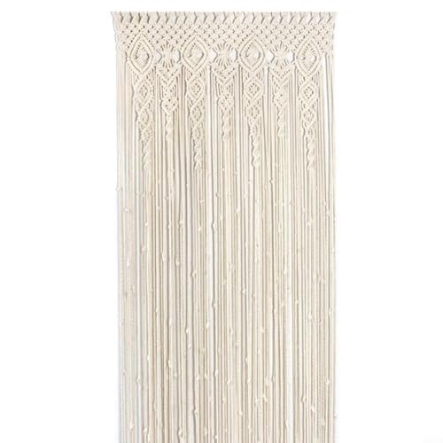 FUANA Handgefertigter Baumwoll-Türvorhang, Makramee-Wandteppich, Fenstervorhänge, Raumteiler, Boho-Wandbehang, Heimdekoration, 90 x 180 cm (90 x 180 cm) von FUANA