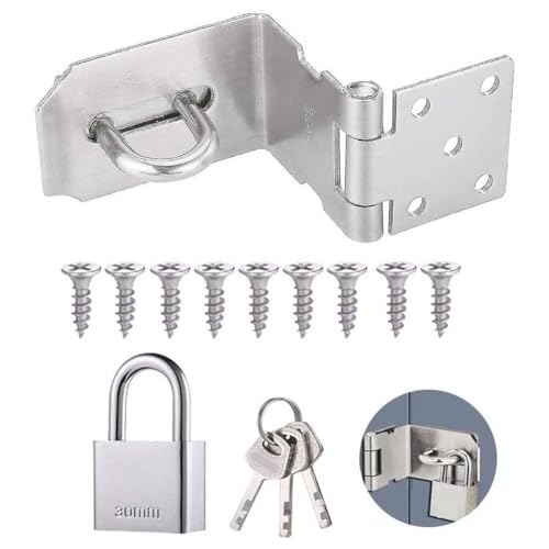 FUANA Türverschluss, Türriegel, Schuppenriegel, Vorhängeschloss, Haspe, Edelstahl, für einbruchsichere Sicherheit von FUANA