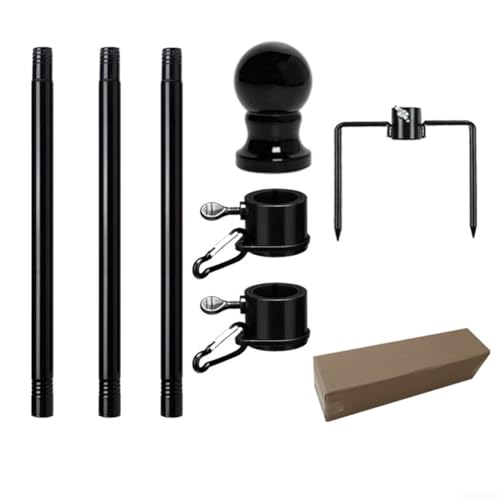 Fahnenmast-Set aus Metall, 122 cm, mit leichtgängigen Anti-Verhedderungsringen und verstellbarer Höhenregelung von FUANA