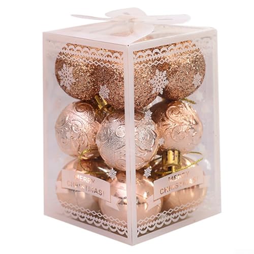 Festliches Weihnachtskugel-Set, 12 glitzernde Ornamente für Bäume, Hochzeiten, Partys (Gold) von FUANA