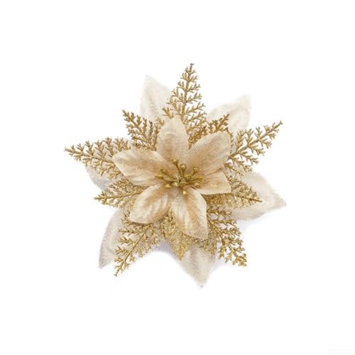 Glamouröse Glitzer-Blumenornamente für Weihnachtsbäume machen Ihre Feiertage festlicher und fröhlicher (Gold) von FUANA