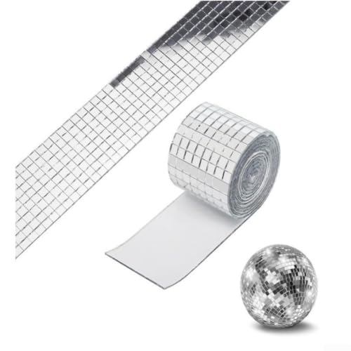 Innovative DIY Discokugel Wanddekoration mit Spiegelaufklebern Komplettset 3600 Stück (Silber) von FUANA