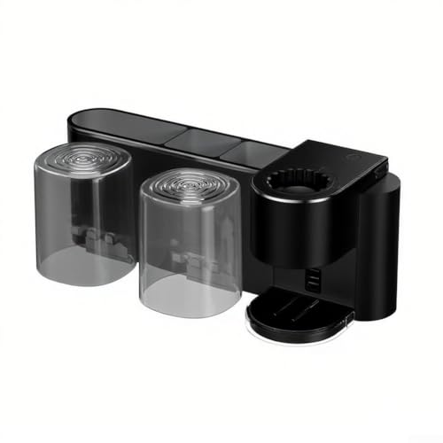 Intelligenter Zahnpastaspender zur Wandmontage mit einstellbarem Ausgang und eingebautem Zahnbürstenhalter, wasserdicht und batteriebetrieben für die tägliche Badezimmer-Organisation (schwarz) von FUANA