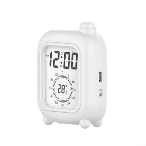 Kleiner Wecker Timer mit Temperatursensor, 120 Minuten Countdown, Aufladung, kompaktes Lederbox-Design, geeignet für verschiedene Anwendungen (Weiß) von FUANA