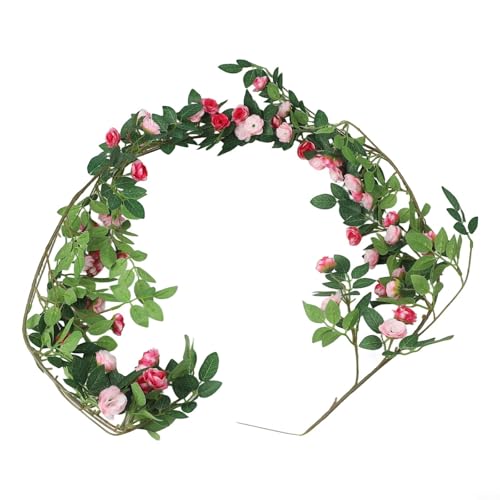 Künstliche Blumenranke für den Innen- und Außenbereich, perfekt für Hochzeiten, Partys und alltägliche Dekoration (Rosarot) von FUANA