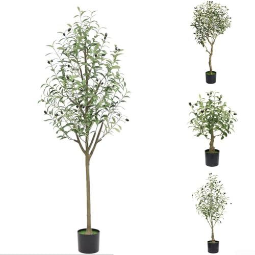 Künstliche Olivenzweige, groß, Grün für Zuhause und Büro, perfekt für dekorative Bodenarrangements (B-90 cm) von FUANA