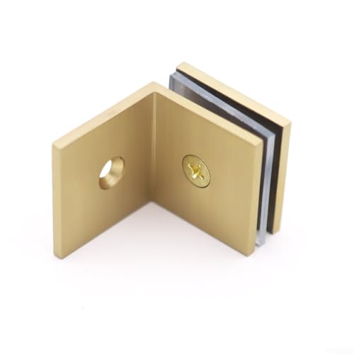 Messing 90 Grad Glas-Klemmhalter für moderne Badezimmer, stabile Wandmontage für Duschabtrennungen (Gold) von FUANA