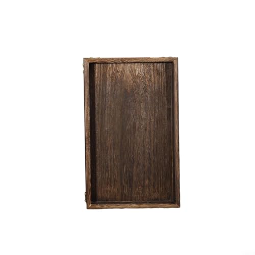 Rechteckiges Teetablett aus Holz zum Servieren von Frühstück, Abendessen und Snacks in Küche oder Bad (S 32 x 20 x 4 cm) von FUANA