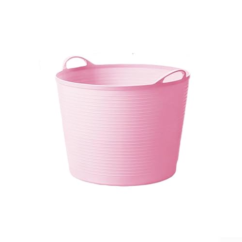 Robuster Kunststoff-Aufbewahrungsbehälter für Gartenabfälle und Waschen, mit starken Griffen und stapelbarem Design für platzsparende Aufbewahrung (40 l, Rosa) von FUANA