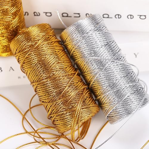 Schnur zum Basteln, 100 m, 1 x 5 mm, Schnur für Verpackungen und DIY-Projekte (Silber) von FUANA
