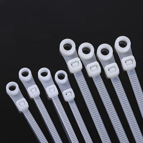 Selbstsichernde Nylon-Kabelbinder, 100 Stück, mit Schraublochhalterung, entworfen für stabile Installation und effiziente Kabelmanagement-Lösungen (schwarz) von FUANA