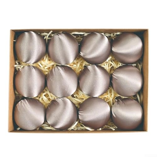 Set mit 12 glänzenden Velours-Weihnachtskugeln mit leichter Kunststoffkonstruktion und praktischen Umhängebändern zum Dekorieren von Weihnachtsbäumen und Urlaubsräumen im Innenbereich (grau-lila) von FUANA