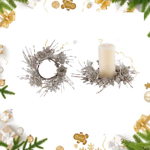 Set mit 2 Kerzenhaltern mit Weihnachtskranz-Design zur Verbesserung der Atmosphäre bei saisonalen Veranstaltungen und Veranstaltungen Set mit 2 Kerzenhaltern mit Weihnachtskranz-Design zur Verbesserung der Atmosphäre bei saisonalen Veranstaltungen und Veranstaltungen von FUANA