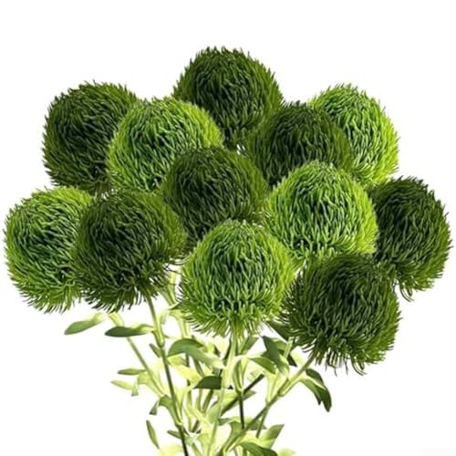Simulierter Haarball, Grün, 12 Stück, für dekorative Zwecke in Küche, Wohnzimmer und Hotel, flexible Drahtstiele für individuelle Präsentation (grün) von FUANA