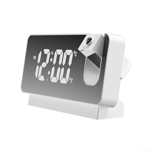 Smart Mirror Projektionswecker mit benutzerfreundlichem Design und mehreren Alarmfunktionen (weißes Licht) von FUANA