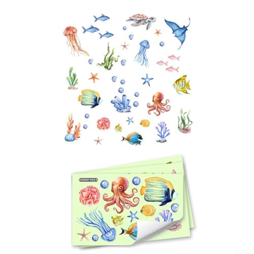 Underwater Marine Creatures Wandaufkleber, leuchtende PVC-Aufkleber für Kinderzimmer und Badezimmer Underwater Marine Creatures Wandaufkleber, leuchtende PVC-Aufkleber für Kinderzimmer und Badezimmer von FUANA