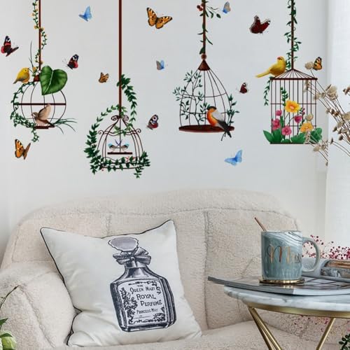 Wandaufkleber für Kinderzimmer, mit Vogelkäfig-Pflanzen-Design, für Wände, Fliesen, Glas, Badezimmer und Bürowände Wandaufkleber für Kinderzimmer, mit Vogelkäfig-Pflanzen-Design, für Wände, Fliesen, Glas, Badezimmer und Bürowände von FUANA