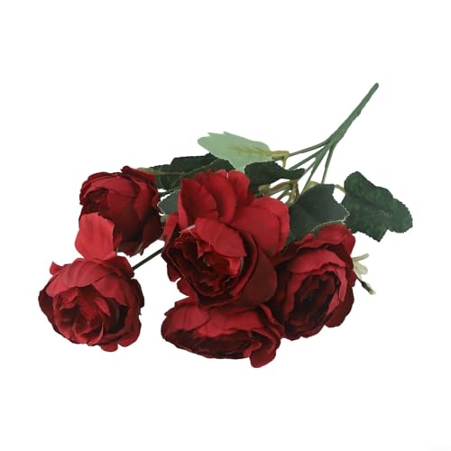 1 x künstliche Pfingstrosenblüte aus Kunstseide für Hochzeitsdekorationen und für Blumenarrangements zu Hause, geeignet für Blumensträuße und Tafelaufsatz-Arrangements (rot) von FUBESK