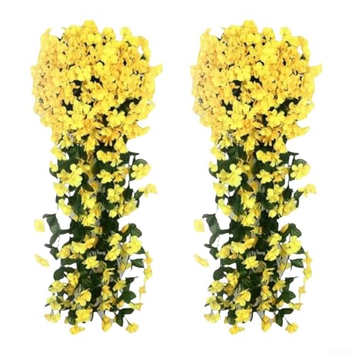 2 Stück violette hängende Blumen aus künstlicher Seide mit natürlichem und realistischem Aussehen für Garten, Haus und Hochzeit (rot) von FUBESK