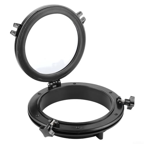 216 265 mm rundes Bullauge für Marine-Portlight-Bullauge mit gehärtetem Glas und ABS-Konstruktion, mit polierten Edelstahlbeschlägen und synthetischen Dichtungen (216 mm) von FUBESK