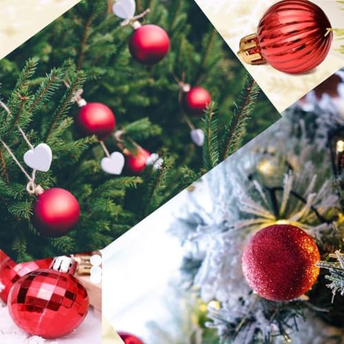 24 Stück Weihnachtskugeln zum Aufhängen, Kunststoff, bruchsicher, für Baum- und Feiertagsparty-Dekorationen (rot) von FUBESK