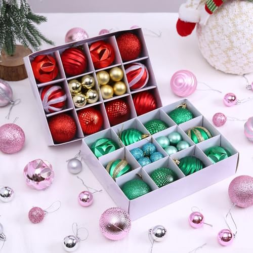26-teiliges Weihnachtsbaumkugel-Set, bruchsichere Ornamente für Urlaubsdekoration, Zuhause, hängende Kugeln für Weihnachtsdisplay (grün) von FUBESK