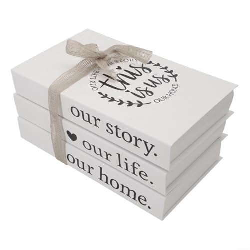 3 Stück dekorative Buchstapel Bauernhaus-Stil Papier gebündelte Bücher Set mit 3 faltbaren Display-Ornamenten für Zuhause, Regal, Tisch (thisisus) von FUBESK